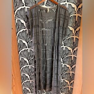 XCVI Charcoal Lace crochet duster